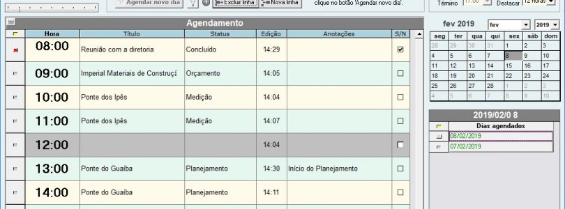 Multi-Agendamento, Agenda, Calendário, Apontamentos e Tarefas